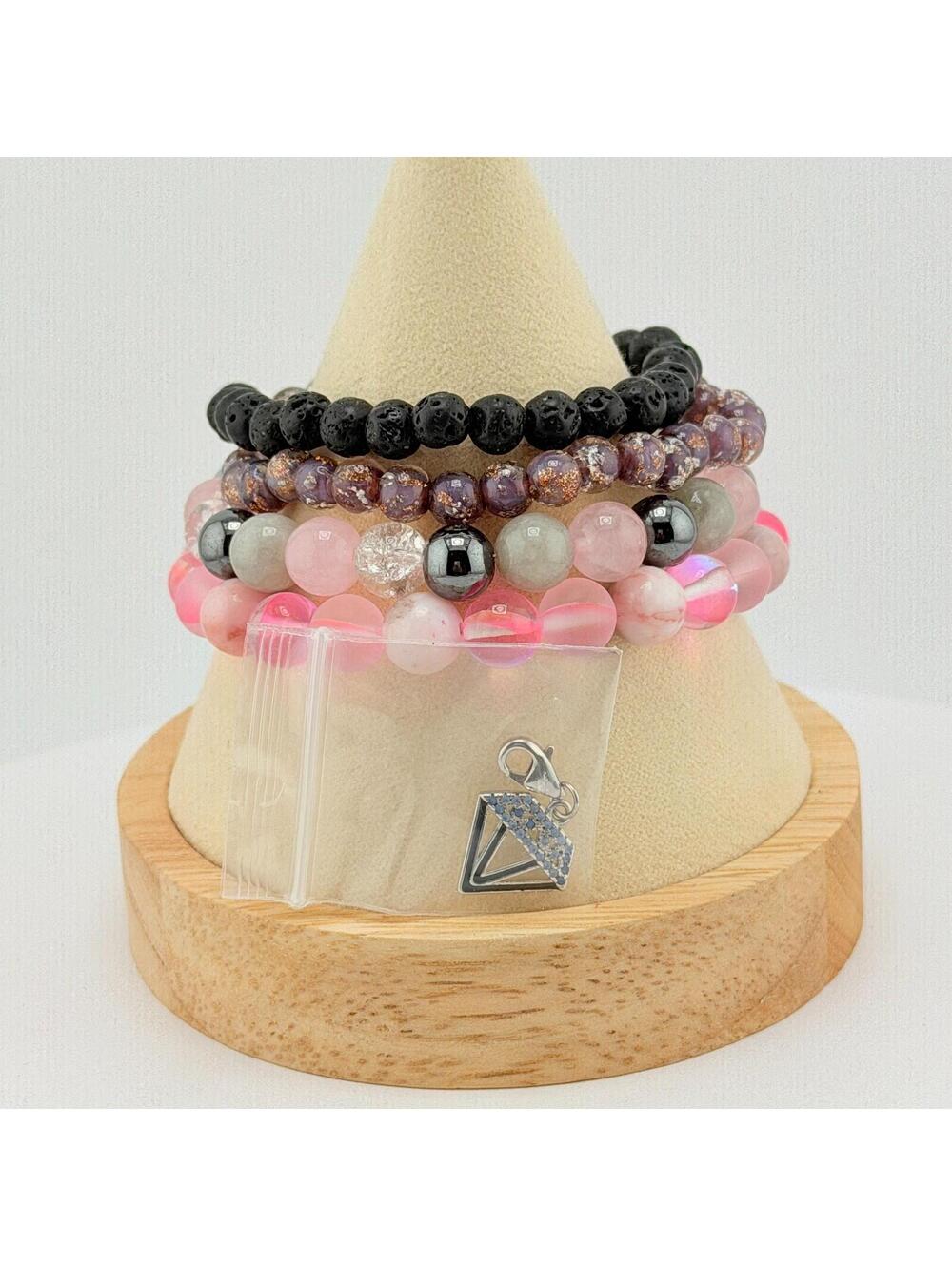Ryze Party Consultant STAXX Collection Pink & Black w/Diamond Charm